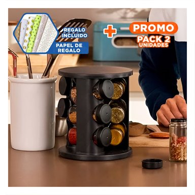 PACK2 CONDIMENTERO DE ESPECIAS EN NEGRO Y+PAPEL DE REGALO