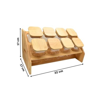 SET DE ESPECIAS RECTANGULAR DE MADERA CON 8 FRASCOS COCINA Y+REGALO STICKER - 4