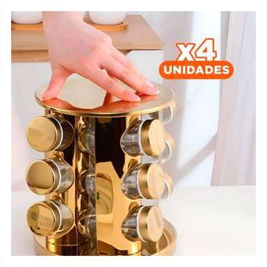 PACK4 ORGANIZADOR CON 12 ESPACIOS EN DORAD Y+REGALO STICKERS