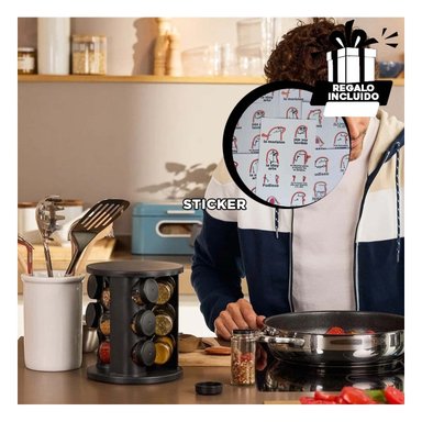 CONDIMENTERO PRACTICO DE COCINA EN NEGRO Y+REGALO STICKERS