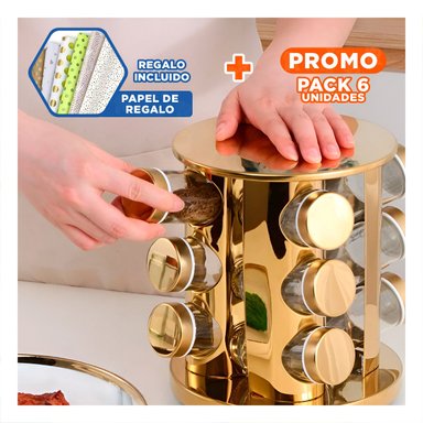 PACK6 ORGANIZADOR DE SALSAS EN DORADO Y+PAPEL DE REGALO