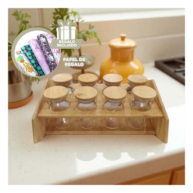 CONDIMENTERO PARA ESPECIAS DE COCINA 8PZS Y+PAPEL DE REGALO