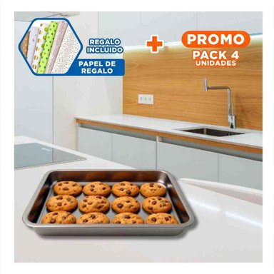 PACK4 FUENTE GOURMET RECTANGULAR 32X22X2CM Y+PAPEL DE REGALO