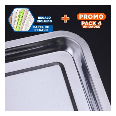 PACK4 FUENTE GOURMET RECTANGULAR 60X40X2CM Y+PAPEL DE REGALO