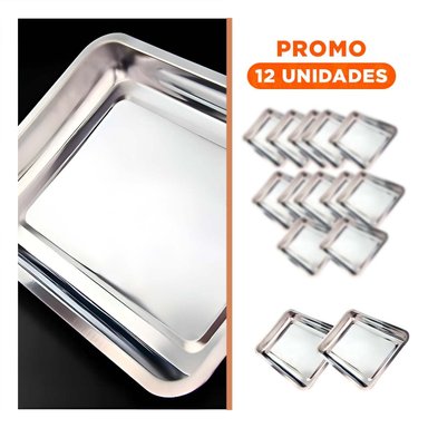PACK12 AZAFATE RECTANGULAR FUNCIONAL 60X40X2CM PLATEADO