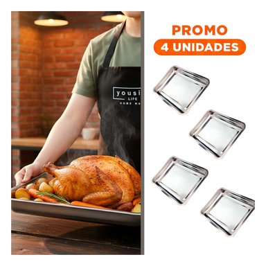 PACK4 FUENTE MULTIFUNCIONAL DE ACERO45X35X2CM EN PLATEADO