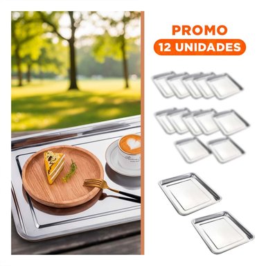 PACK12 AZAFATE RECTANGULAR FUNCIONAL 36X27X2CM PLATEADO