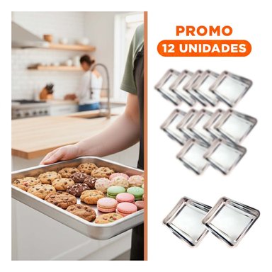 PACK12 AZAFATE RECTANGULAR FUNCIONAL 50X35X2CM PLATEADO