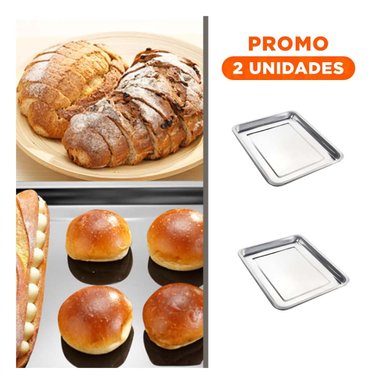 PACK2 BANDEJA CLASICO DE ACERO PARA RESTAURANTES 40X30X2CM