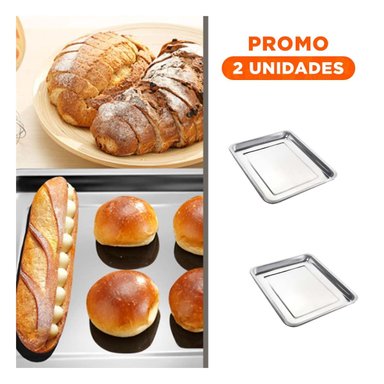 PACK2 BANDEJA CLASICO DE ACERO PARA RESTAURANTES 36X27X2CM