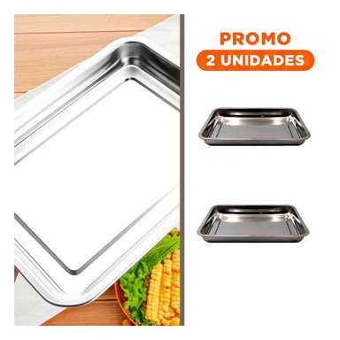 PACK2 BANDEJA CLASICO DE ACERO PARA RESTAURANTES 32X22X2CM