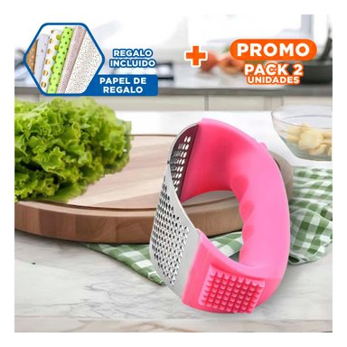PACK2 TRITURADOR DE AJO PRACTICO ROSADO Y+PAPEL DE REGALO