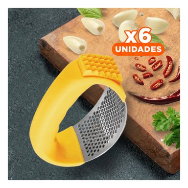 PACK6 CORTADOR DE AJO CON MANGO EN AMARILL Y+REGALO STICKERS