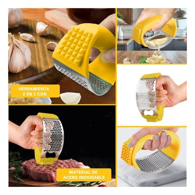TRITURADOR DE AJO CON MANGO DE PLASTICO AMARILLO