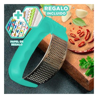 TRITURADOR DE AJO VERDE AGUA Y+PAPEL DE REGALO