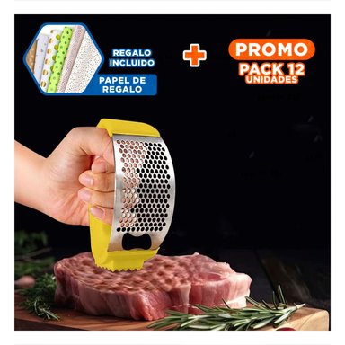 PACK12 CORTADOR DE AJO RECETAS EN AMARILLO Y+PAPEL DE REGALO