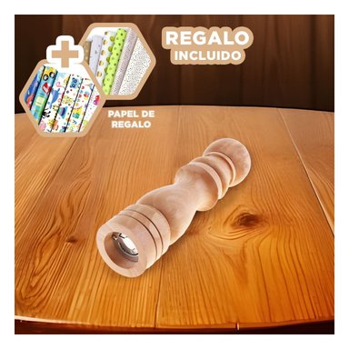 MOLINILLO MODERNO PARA ALIMENTOS DE MADERA Y+PAPEL DE REGALO