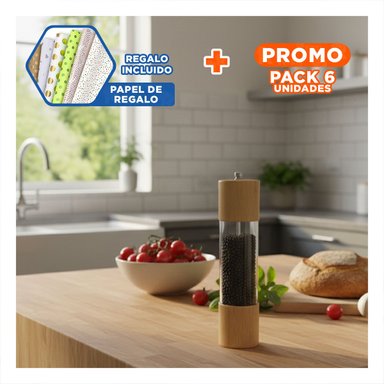 PACK6 TRITURADOR DE CAFEMADERA 5X21.5CM Y+PAPEL DE REGALO