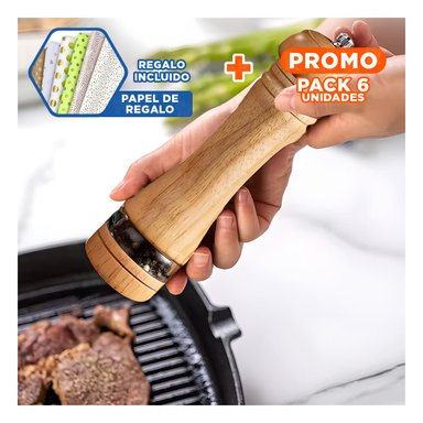 PACK6 TRITURADOR SIMPLE 5X15.5CM DE MADERA Y+PAPEL DE REGALO