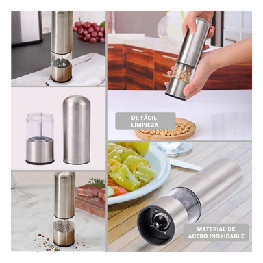MOLINILLO DE CAFE MANUAL 5X21.5CM PLATEADO Y TRANSPARENTE