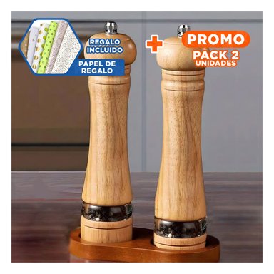PACK2 MOLINILLO DE MADERA 5X15.5CM Y+PAPEL DE REGALO
