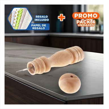 PACK4 TRITURADOR PEQUENO DE MANO DE MADERA Y+PAPEL DE REGALO