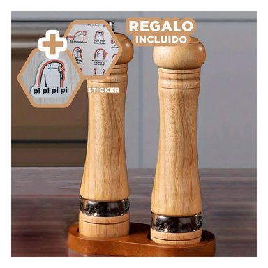 MOLINILLO DE PIMIENTA MADERA CON FRANJA Y+REGALO STICKERS