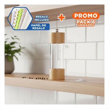 PACK6 TRITURADOR CON TAPA MADERA 5X16.5CM Y+PAPEL DE REGALO