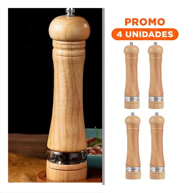 PACK4 TRITURADOR DE GRANOS Y ESPECIAS DE MADERA CON FRANJA