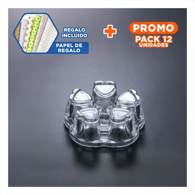 PACK12 PLATAFORMA DE COLOR TRANSPARENTE PARA TETERA INTEGRANDO FORMA DE CORAZON Y+PAPEL REGALO - 1