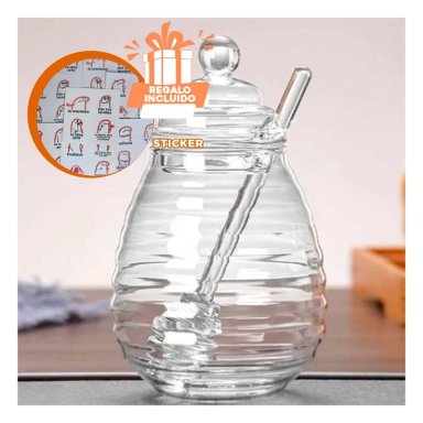 FRASCO DE VIDRIO PARA MIEL NATURAL Y+REGALO STICKERS