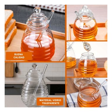 FRASCO MIELERO DISENO PANAL MODERNO 450ML TRANSPARENTE