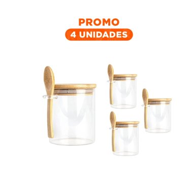 PACK4 ENVASE DE VIDRIO PARA ESPECIES TRANSPARENTE