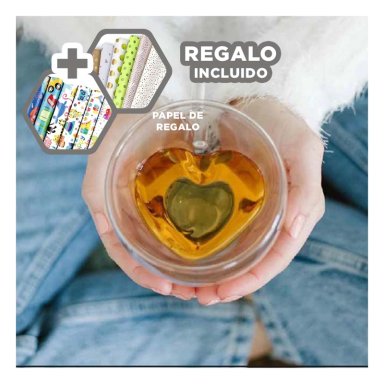TAZA DE CORAZON PARA BEBIDAS CALIENTES Y+PAPEL DE REGALO