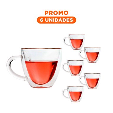 PACK6 VASO DE CORAZON PARA INFUSIONES