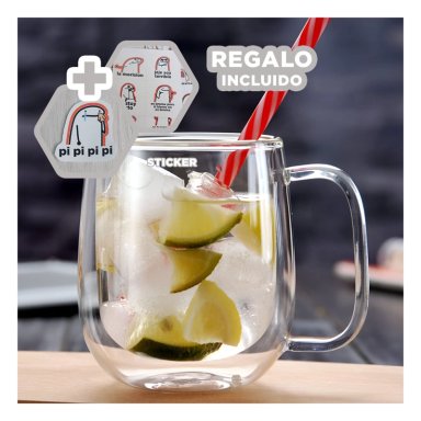 TAZA ELEGANTE CON DOBLE CAPA PARA CAFE Y+REGALO STICKERS