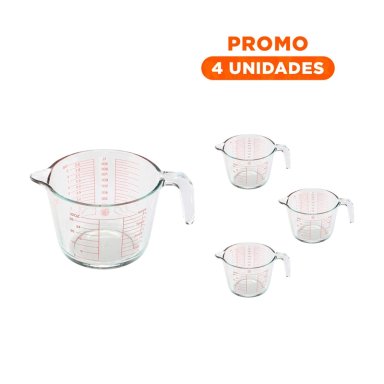 PACK4 ENVASE DE MEDIDAS REPOSTERA DE 1L TRANSPARENTE