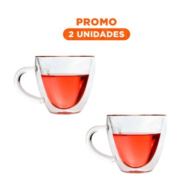PACK2 TAZA EN FOMRA DE CORAZON PARA CAFE DIARIO TRANSPARENTE