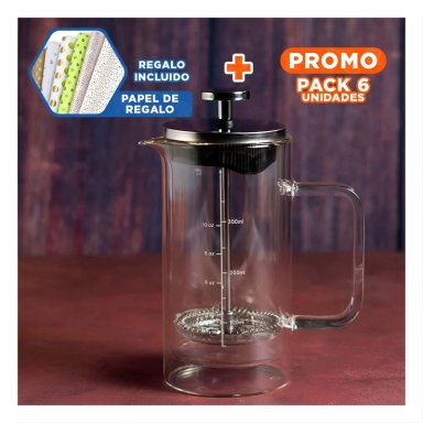 PACK6 CAFETERA DE MESA 350ML PD24-448 Y+PAPEL DE REGALO