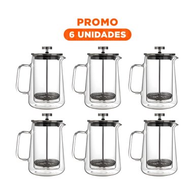 PACK6 CAFETERA PARA OFICINA 350ML PD24-446 TRANSPARENTE