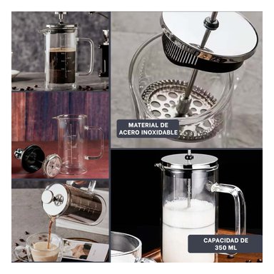 PACK2 PRENSA DE MESA 350ML RECTO COLOR TRANSPARENTE EN BOROSILICATO Y ACERO Y+PAPEL REGALO - 3