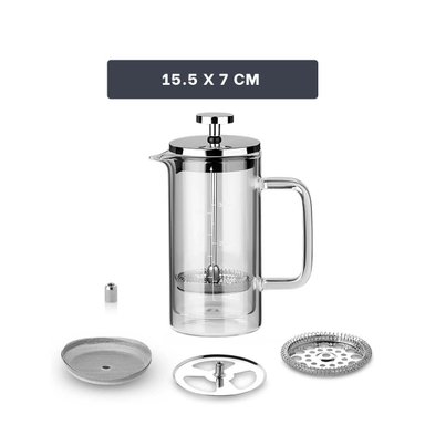 PACK2 PRENSA DE MESA 350ML RECTO COLOR TRANSPARENTE EN BOROSILICATO Y ACERO Y+PAPEL REGALO - 4