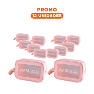 PACK12 NECESER PORTATIL CON DISEÑO MODERNO EN COLOR ROSADO
