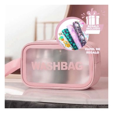 NECESER COMPACTO PARA COSMETICOS EN ROSADO Y+PAPEL DE REGALO