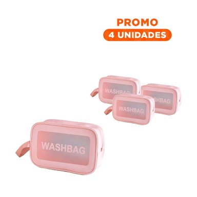 PACK4 ESTUCHE PARA ARTICULOS DE HIGIENE EN COLOR ROSA