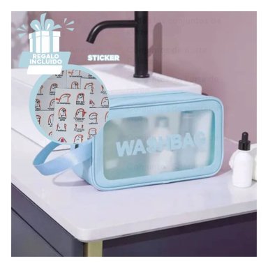 NECESER DE MAQUILLAJE WASHBAG CELESTE Y+REGALO STICKERS