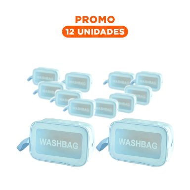 PACK12 NECESER PORTATIL PARA VIAJE DE COLOR CELESTE