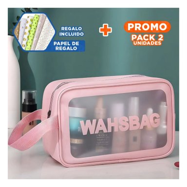 PACK2 NECESER COMPACTO DE COSMETICOS ROSA Y+PAPEL DE REGALO