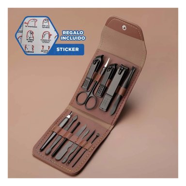 SET 12 DE OBJETOS PARA PEDICURE EN MARRON Y+REGALO STICKERS