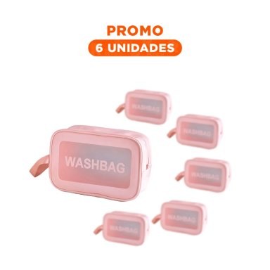 PACK6 BOLSA PARA PRODUCTOS DE TOCADOR EN COLOR ROSADO